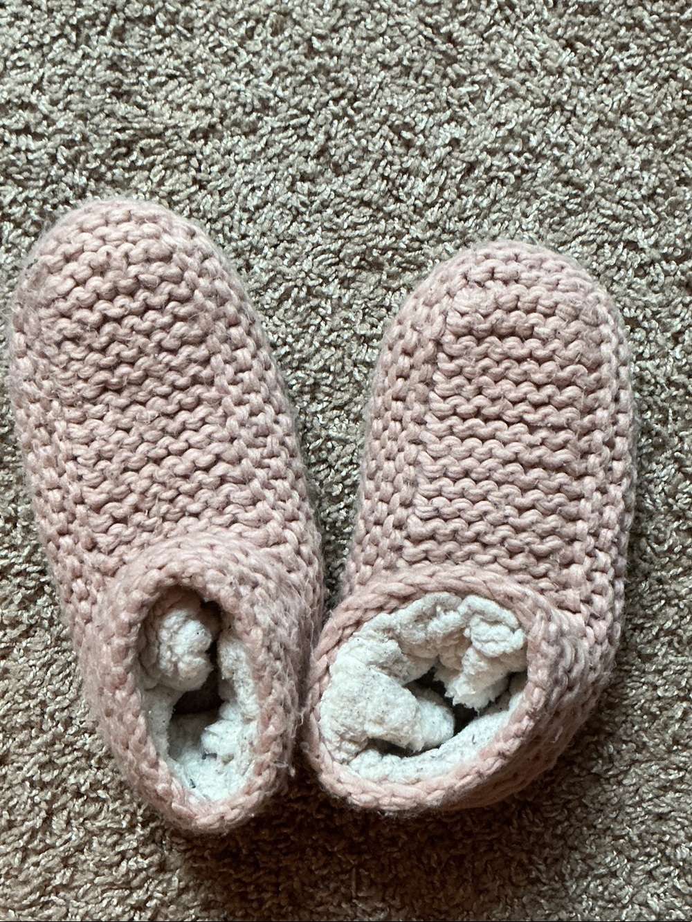Lemon Cozy Knit Slipper Booties in Dusty Pink